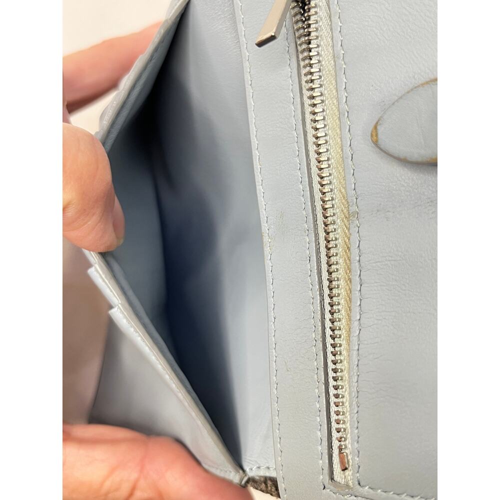 Celine Vintage Wallet Gray Leather Snap Strap Medium Wallet Blue Interior Italy - Picture 8 of 16